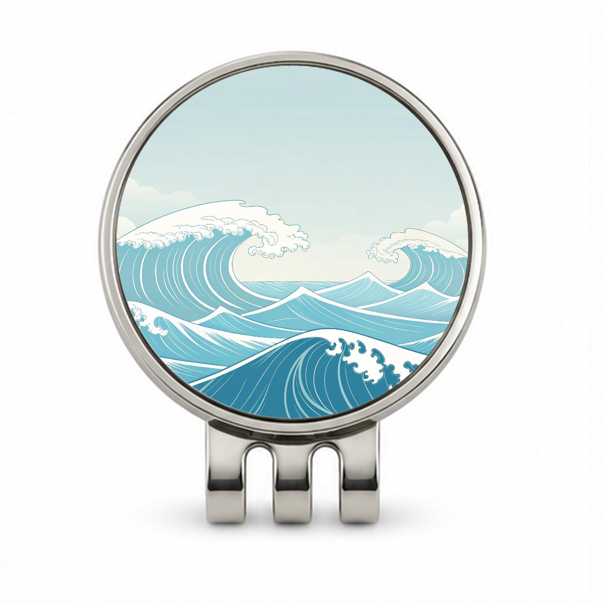 Ocean Waves High Surf Golf Hat Clip with Ball Marker