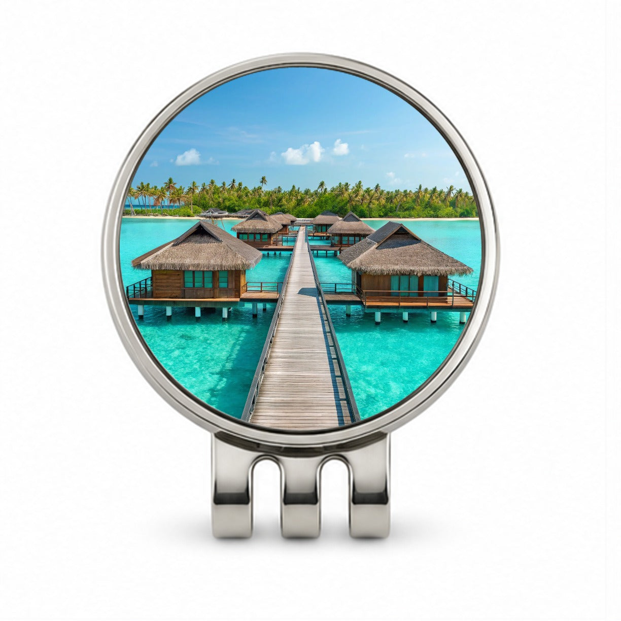 Over Water Bungalows Stunning Tropical Island Golf Hat Clip with Ball Marker