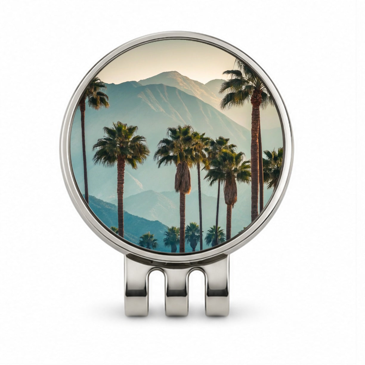 Palm Trees And Mountains Golf Hat Clip with Ball Marker