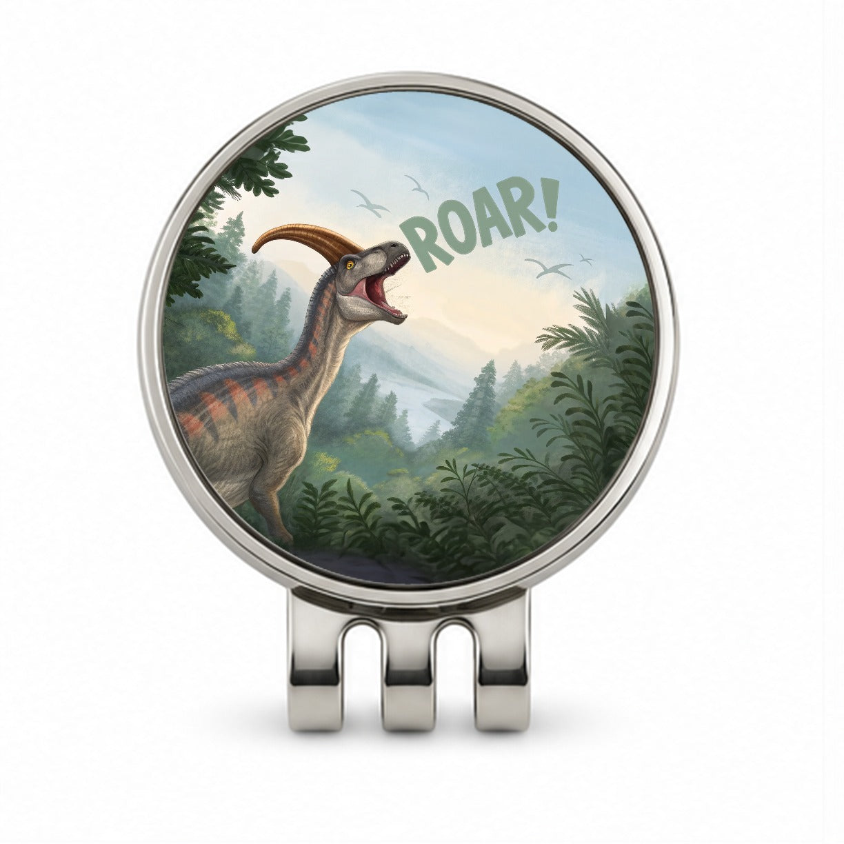 Parasaurolophus Roar Dinosaur Funny Golf Hat Clip with Ball Marker