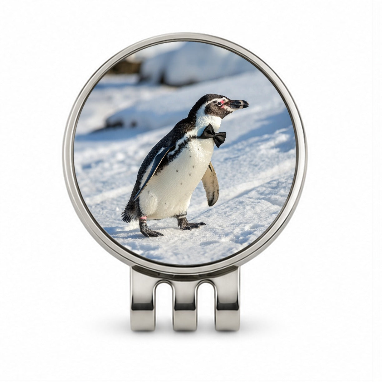 Penguin Wearing Bow Tie Funny Golf Hat Clip with Ball Marker