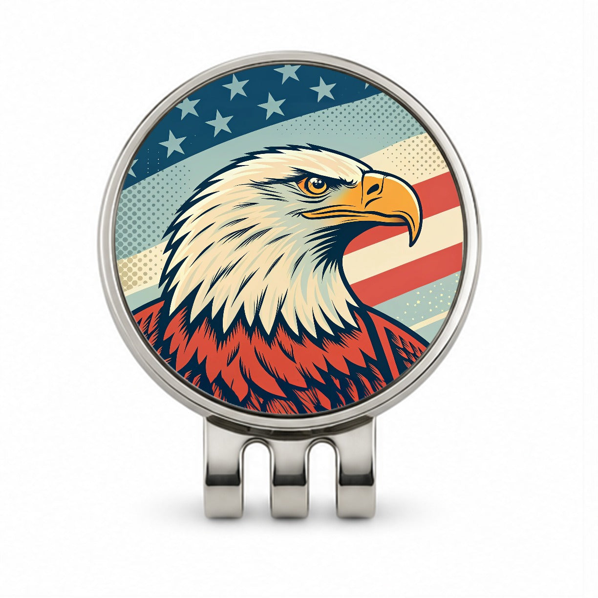 Retro Bald Eagle Patriotic USA United States Of America Golf Hat Clip with Ball Marker