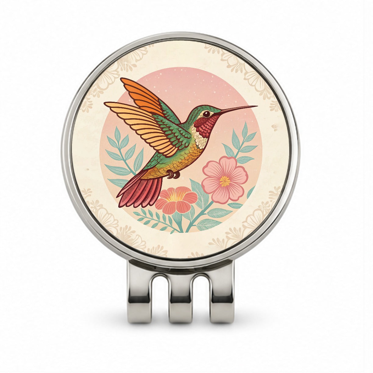 Retro Hummingbird Beautiful Golf Hat Clip with Ball Marker