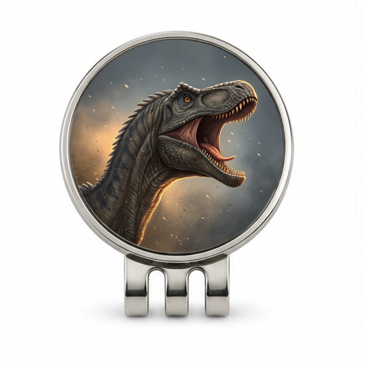 Roaring Brontosaurus Dinosaur Golf Hat Clip with Ball Marker