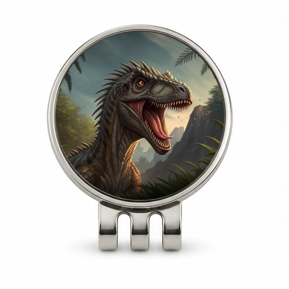 Roaring Eoraptor Dinosaur Scary Golf Hat Clip with Ball Marker