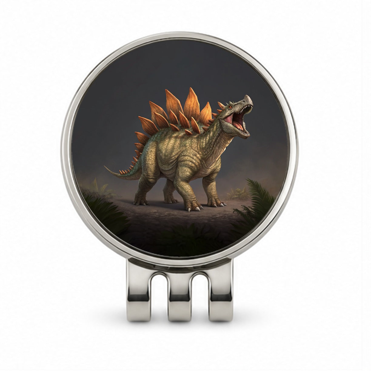 Roaring Stegosaurus Dinosaur Protective Golf Hat Clip with Ball Marker