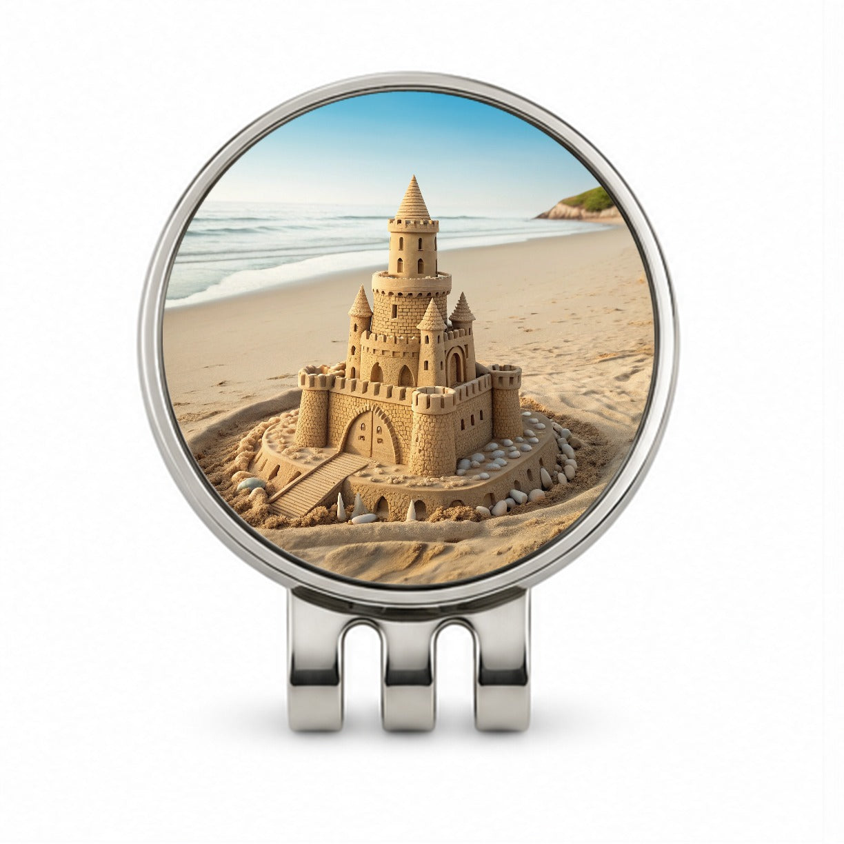 Sandcastle On Beach Cute Golf Hat Clip with Ball Marker