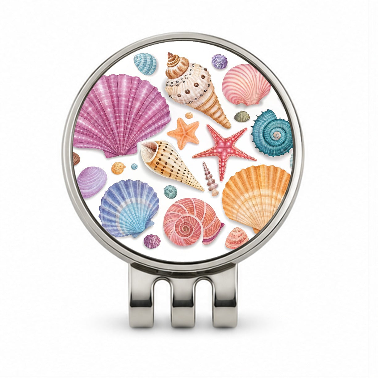 Seashell Collage Colorful Golf Hat Clip with Ball Marker