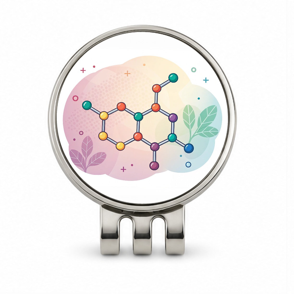 Serotonin Molecule Aesthetic Science Golf Hat Clip with Ball Marker