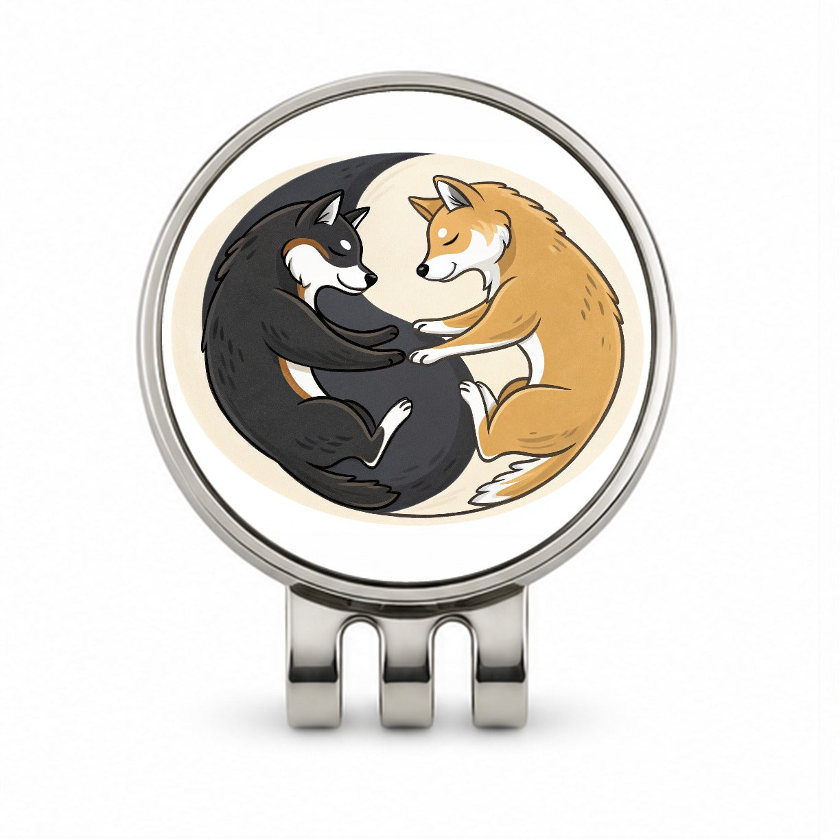 Shiba Inus Yin Yang Dogs Golf Hat Clip with Ball Marker