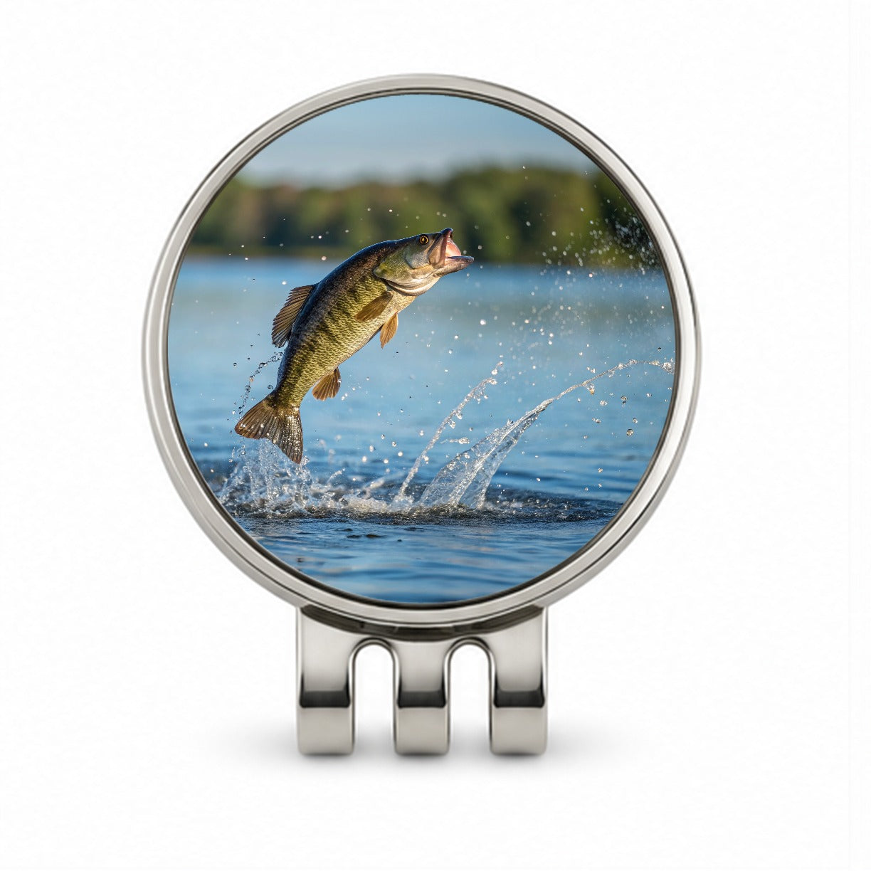 Smallmouth Bass Fish Jumping Fishing Golf Hat Clip with Ball Marker
