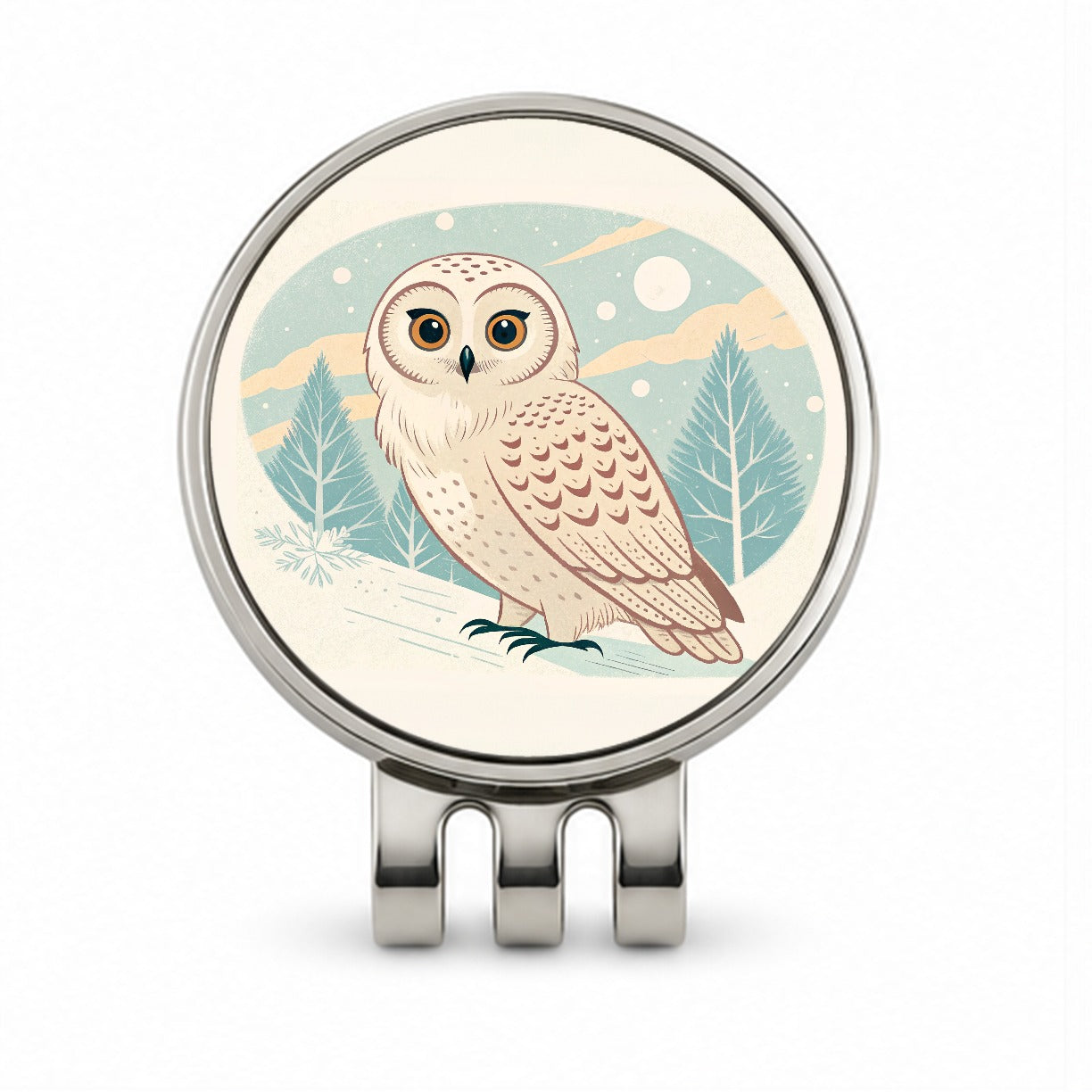 Sweet Snowy Owl Winter Golf Hat Clip with Ball Marker