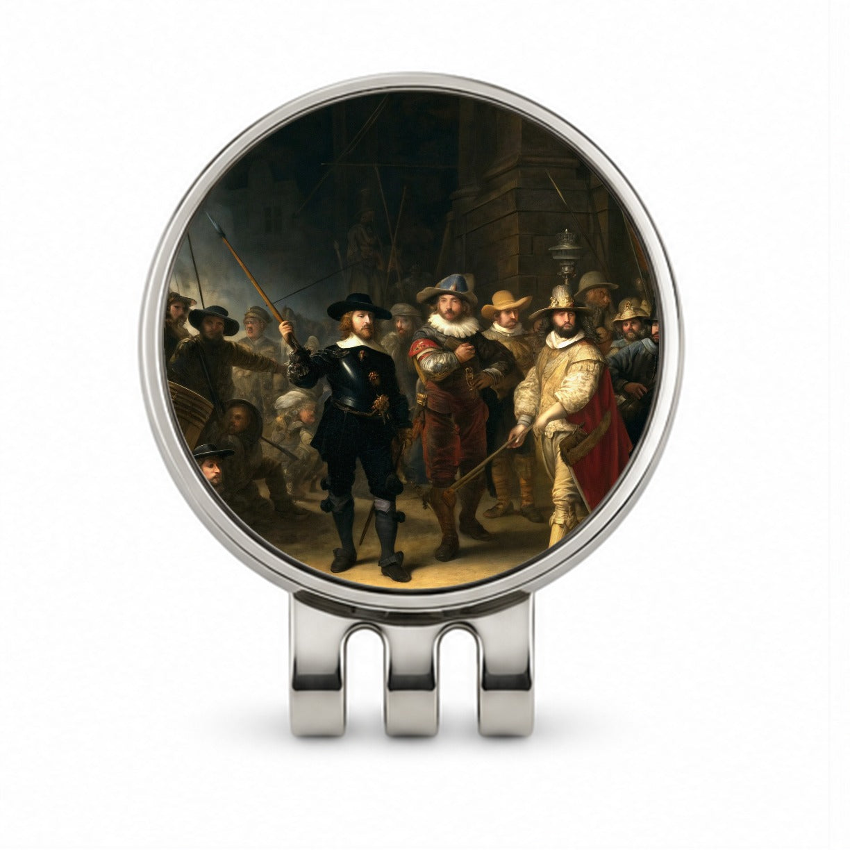 The Night Watch By Rembrandt Inspired Golf Hat Clip with Ball Marker