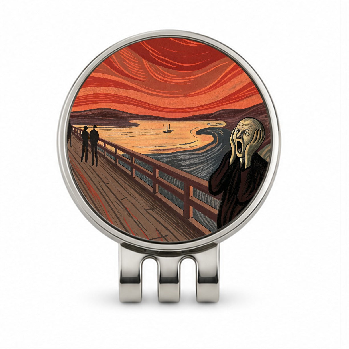 The Scream Inspired By Edvard Munch Golf Hat Clip with Ball Marker