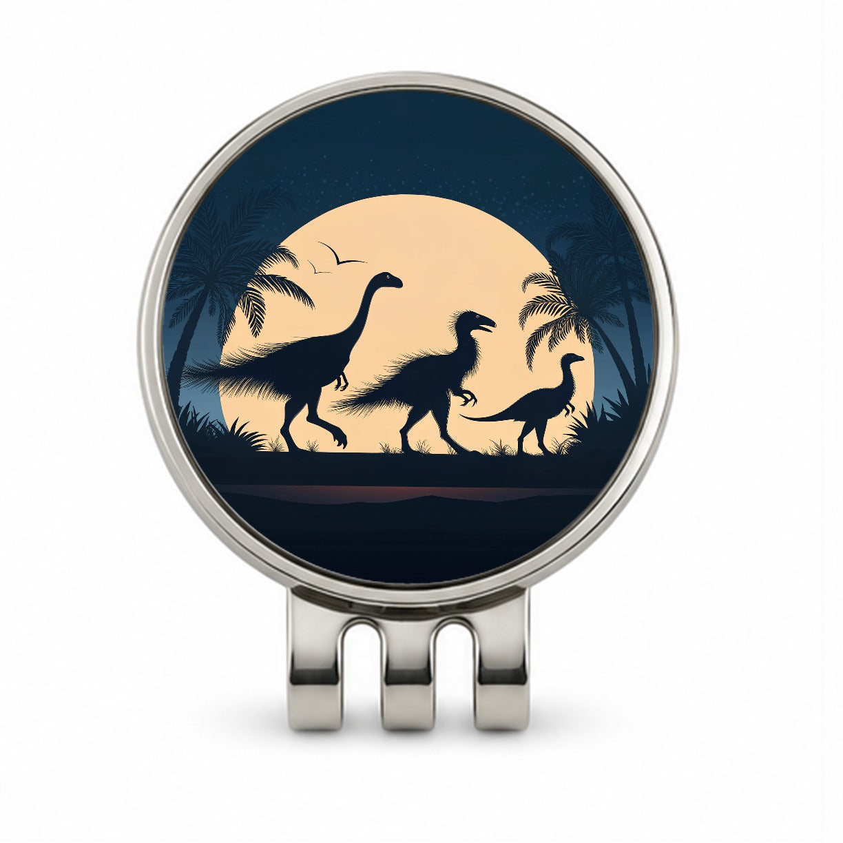 Therizinosaurus Silhouettes Night Dinosaurs Golf Hat Clip with Ball Marker