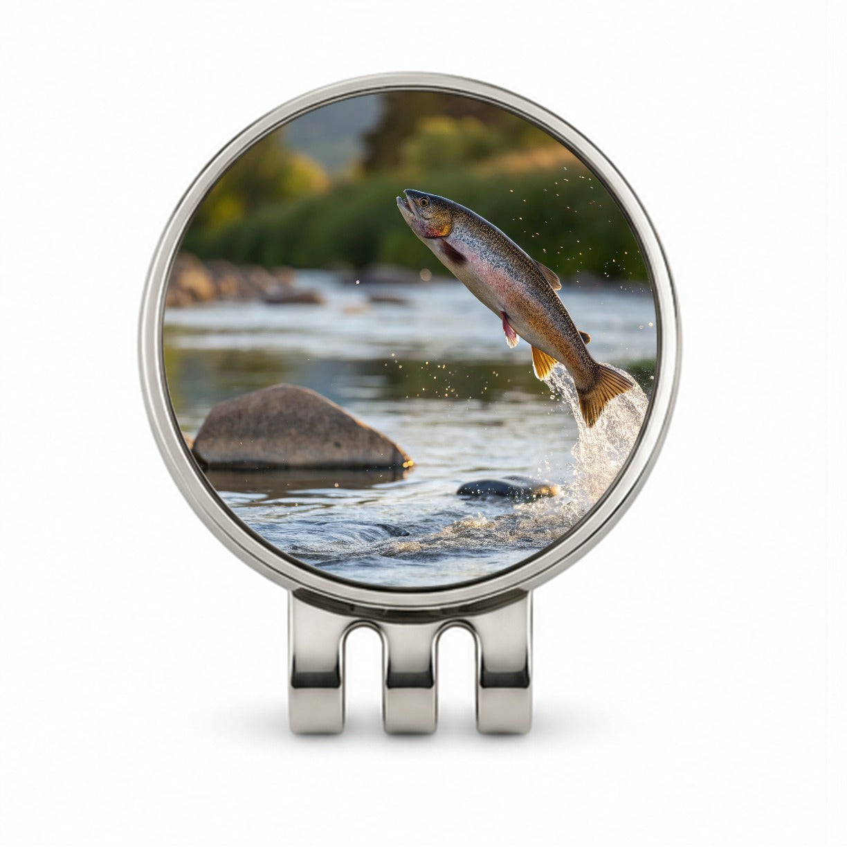 Trout Fish Jumping Fishing Golf Hat Clip with Ball Marker