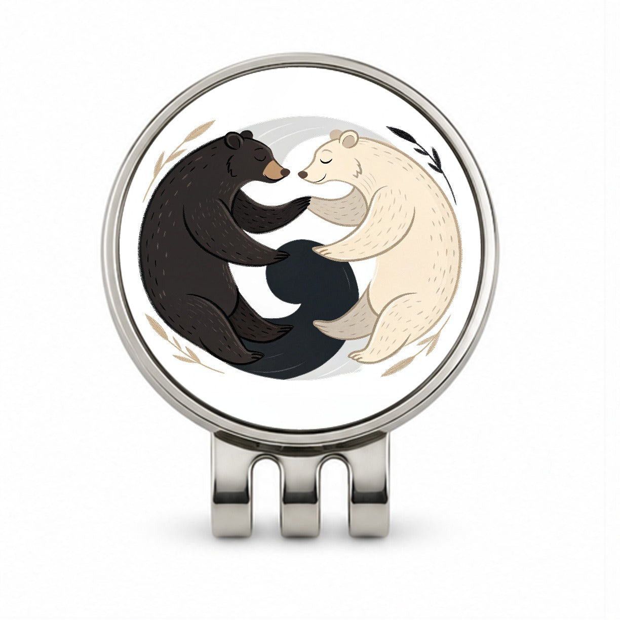 Two Bears Yin Yang Golf Hat Clip with Ball Marker