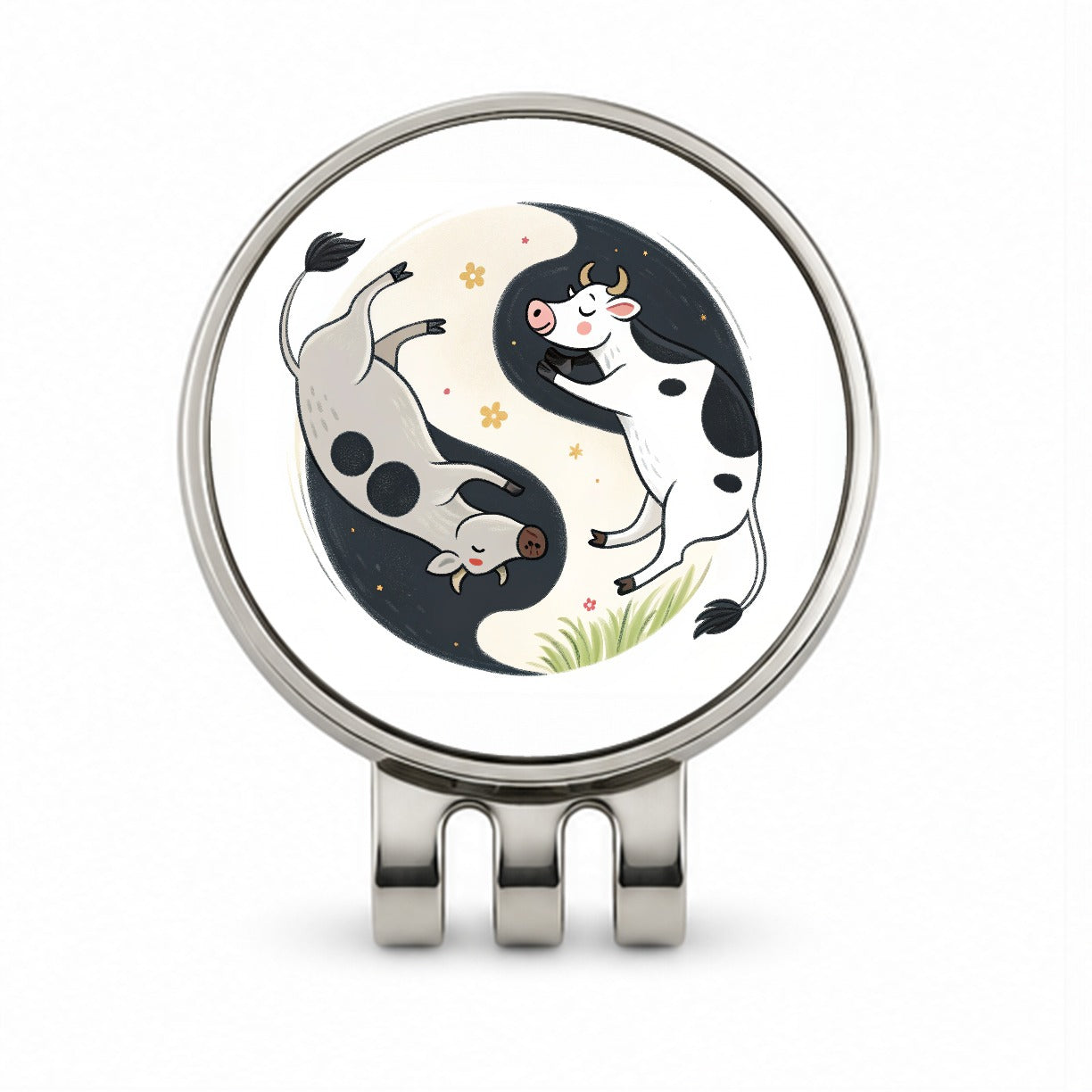 Two Cows Yin Yang Golf Hat Clip with Ball Marker