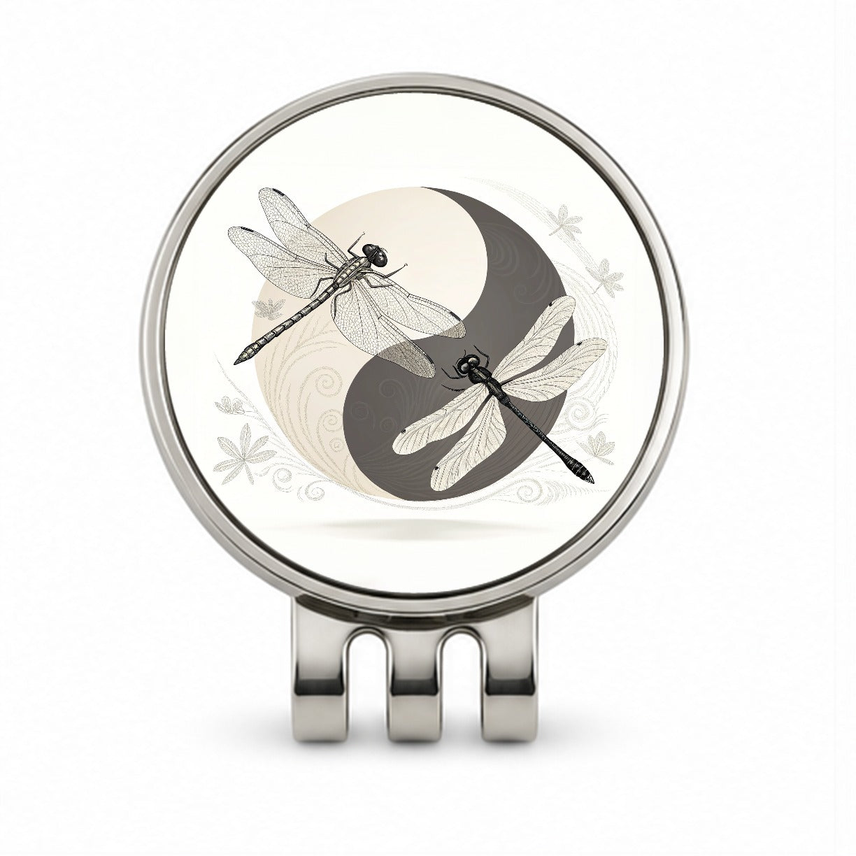 Two Dragonflies Yin Yang Golf Hat Clip with Ball Marker