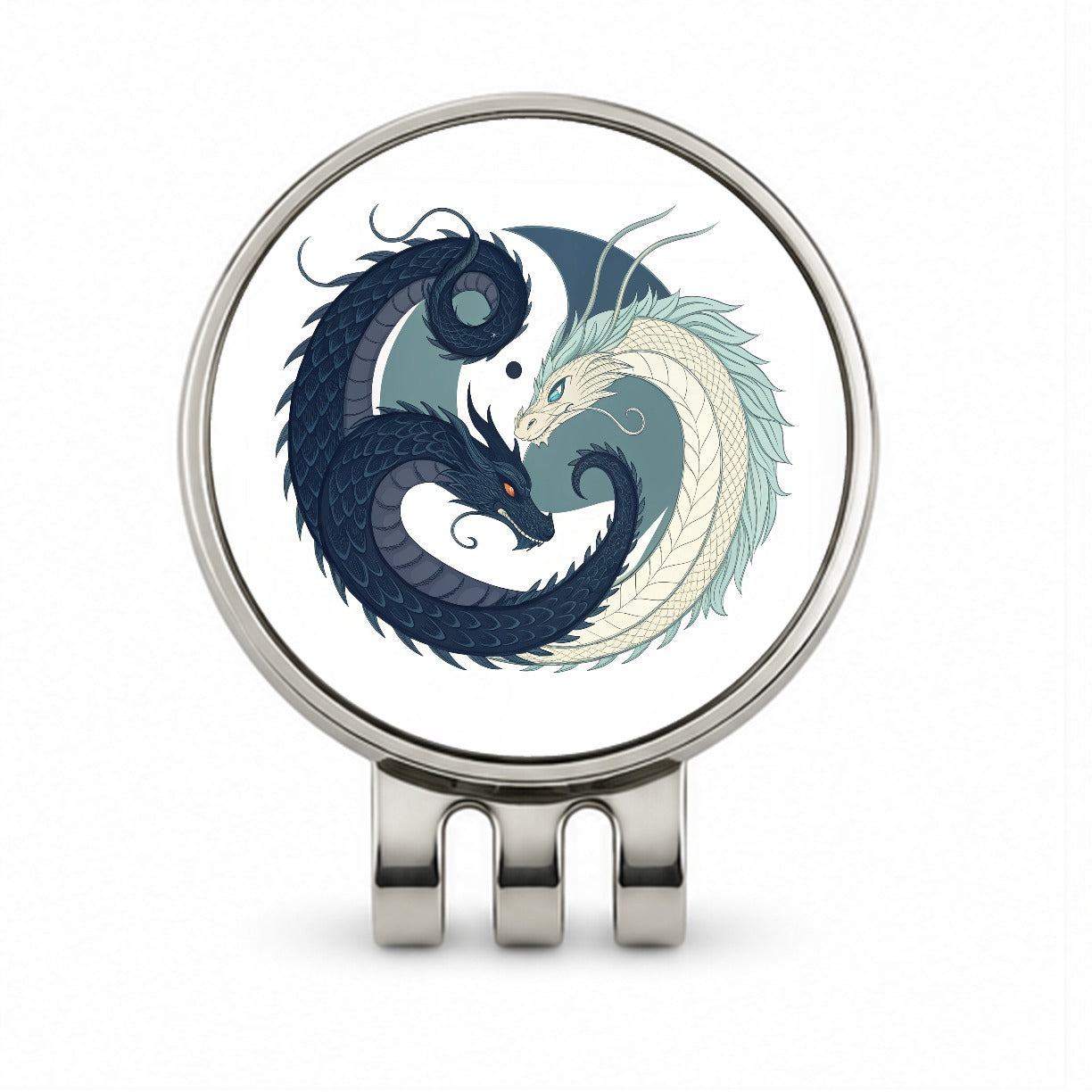 Two Dragons Yin Yang Golf Hat Clip with Ball Marker
