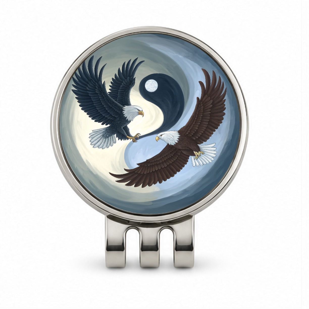 Two Eagles Yin Yang Golf Hat Clip with Ball Marker