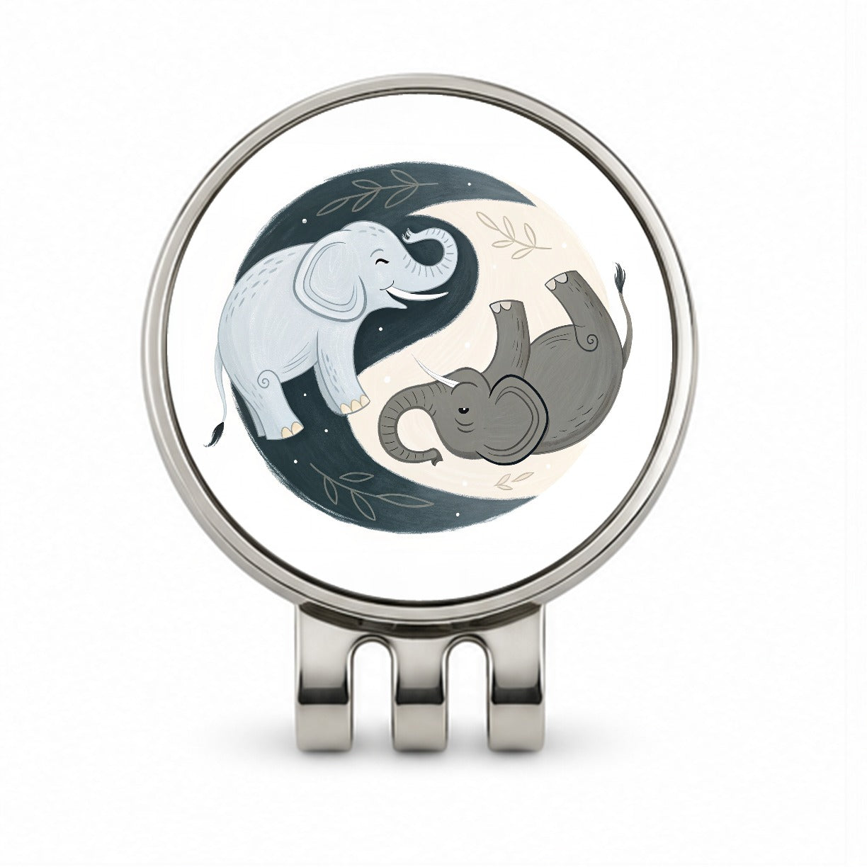 Two Elephants Yin Yang Golf Hat Clip with Ball Marker