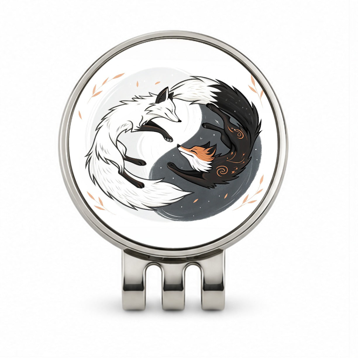 Two Foxes Yin Yang Golf Hat Clip with Ball Marker