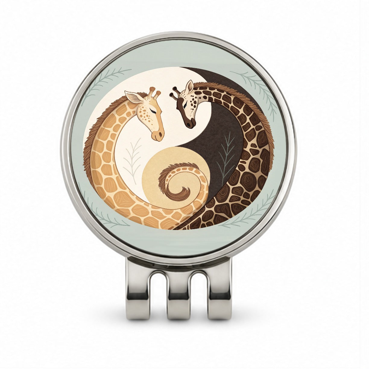 Two Giraffes Yin Yang Golf Hat Clip with Ball Marker