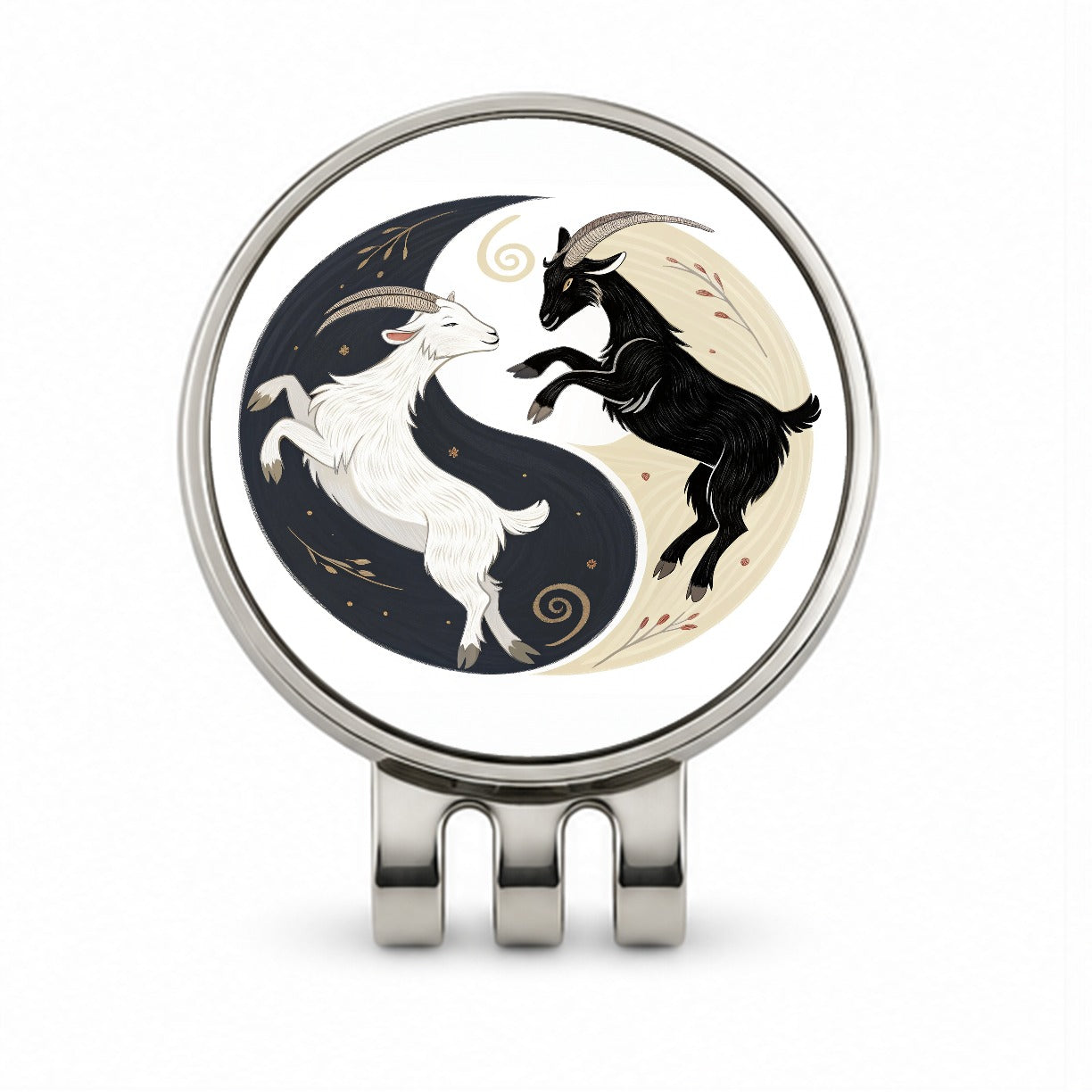 Two Goats Yin Yang Golf Hat Clip with Ball Marker