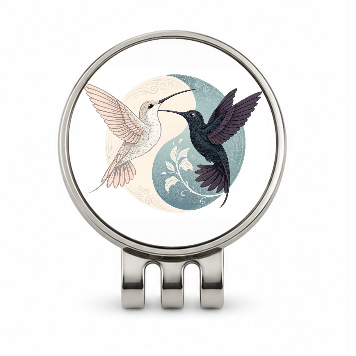 Two Hummingbirds Yin Yang Golf Hat Clip with Ball Marker