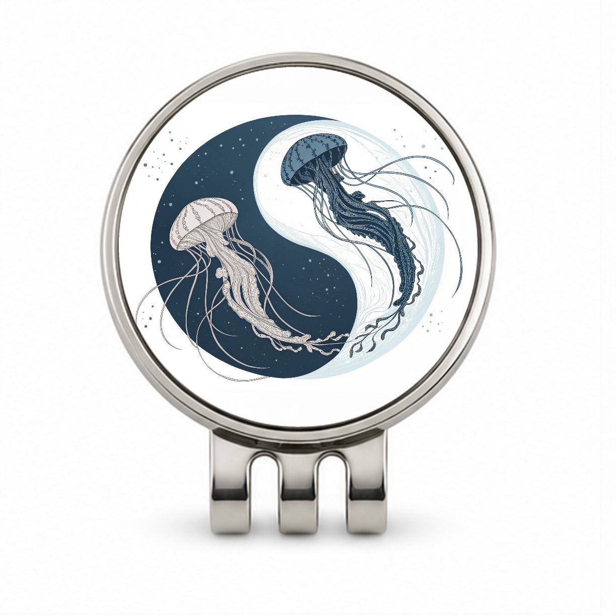 Two Jellyfish Yin Yang Golf Hat Clip with Ball Marker