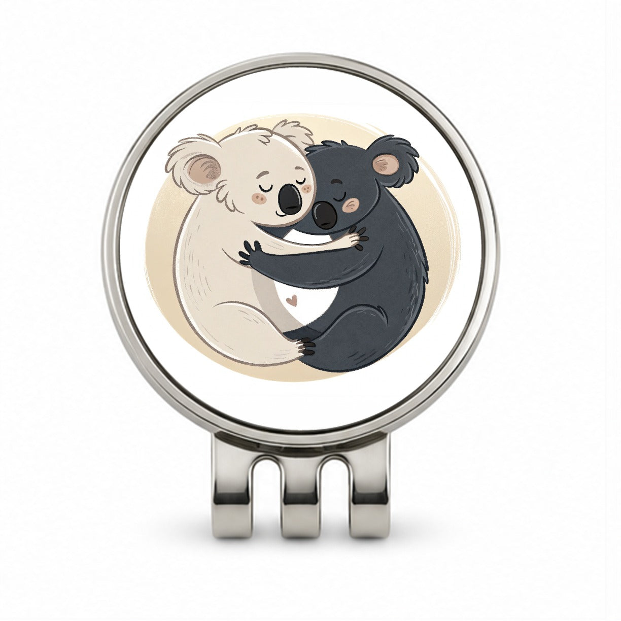 Two Koalas Yin Yang Dark Light Golf Hat Clip with Ball Marker
