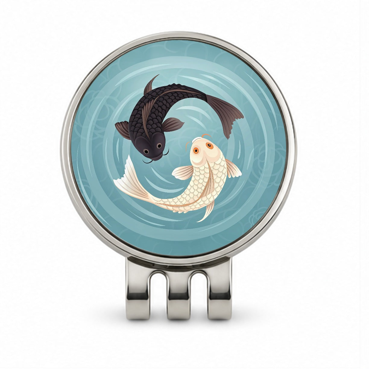 Two Koi Yin Yang Golf Hat Clip with Ball Marker