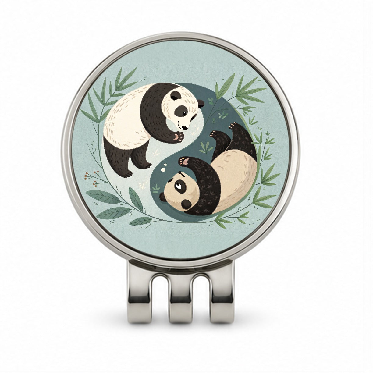 Two Pandas Yin Yang Cute Golf Hat Clip with Ball Marker