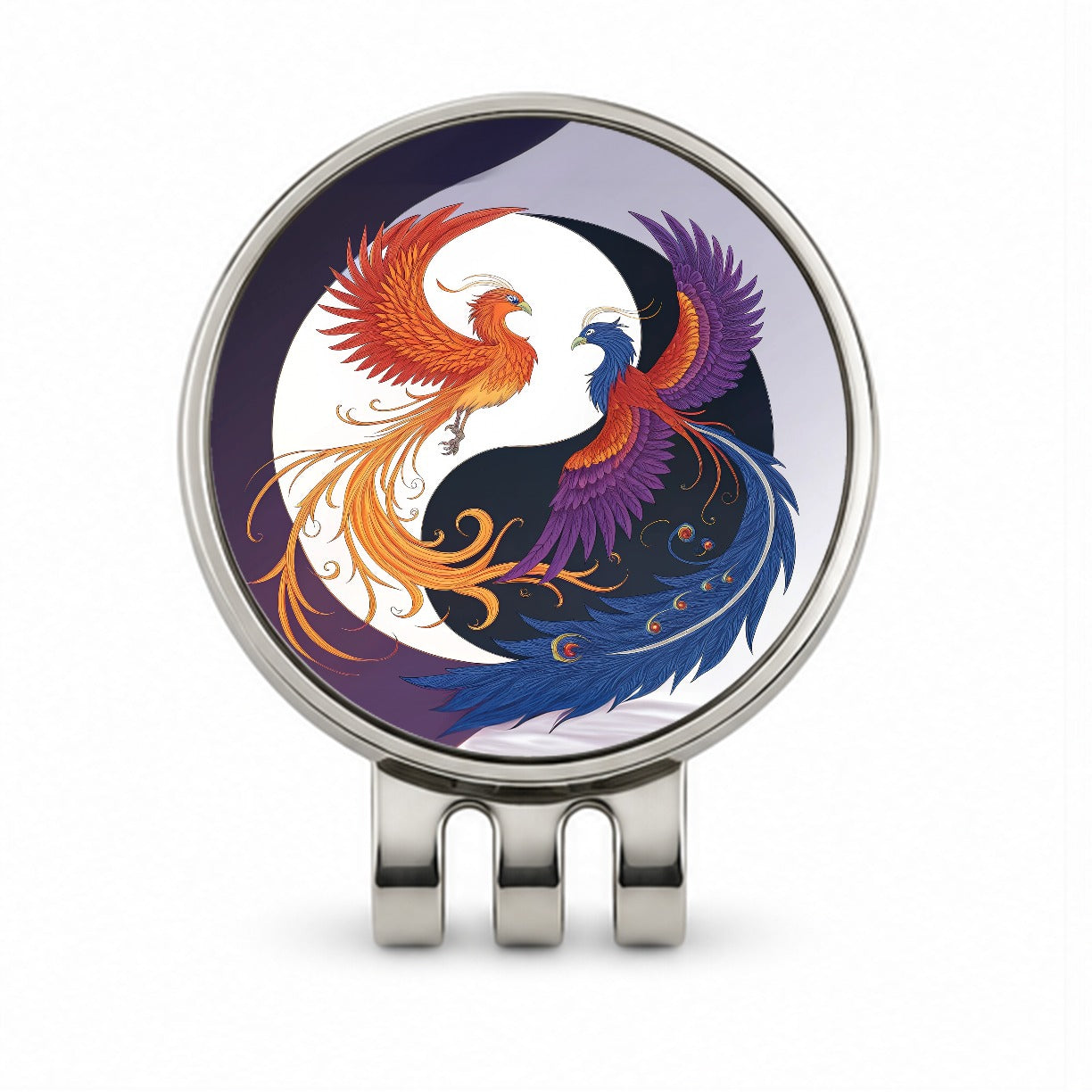 Two Phoenix Yin Yang Golf Hat Clip with Ball Marker