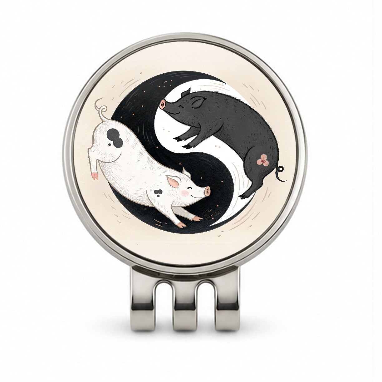Two Pigs Yin Yang Cute Golf Hat Clip with Ball Marker