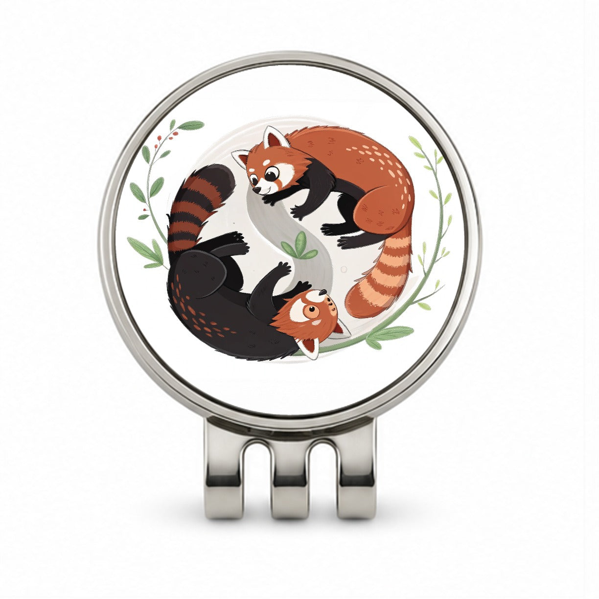 Two Red Pandas Yin Yang Cute Golf Hat Clip with Ball Marker