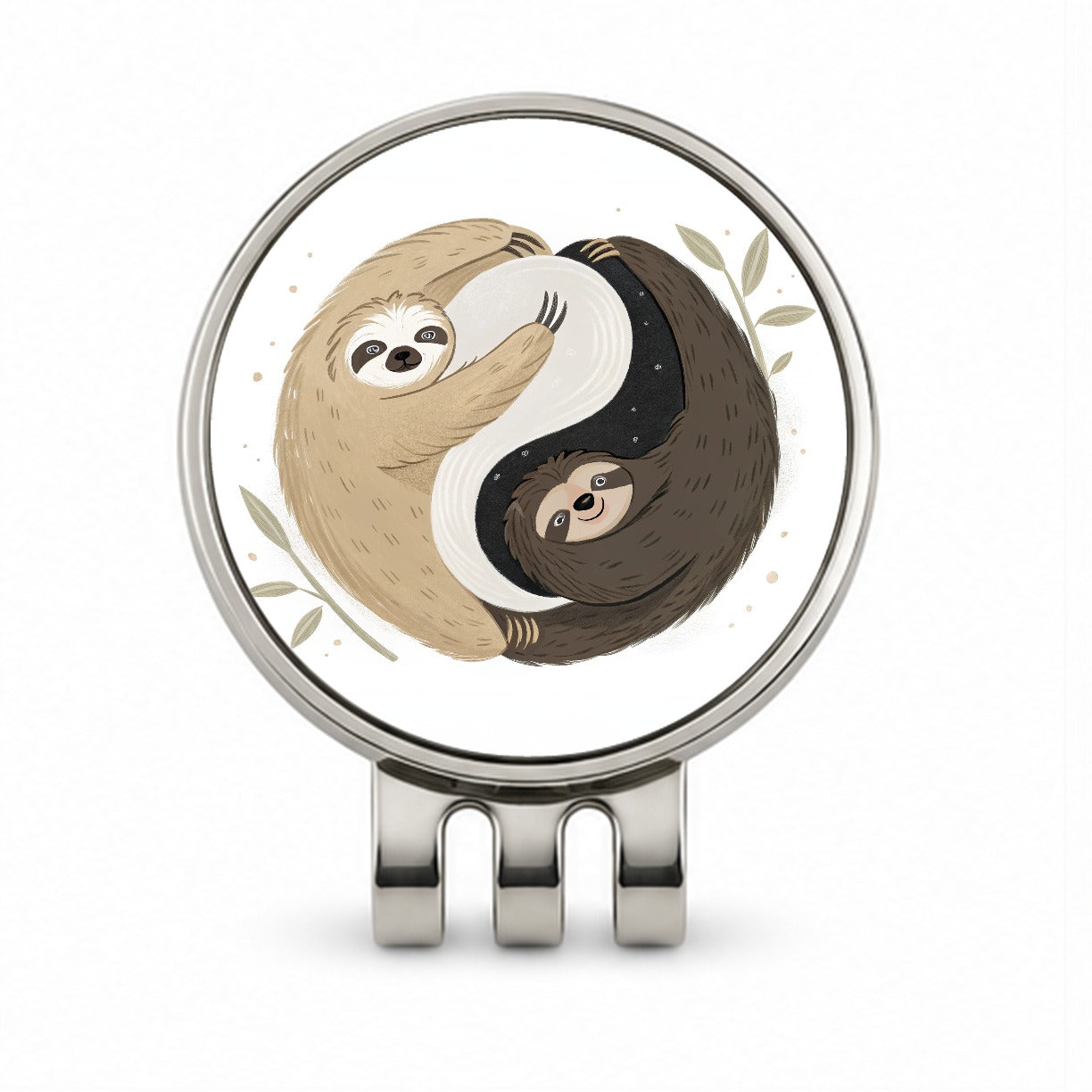 Two Sloths Yin Yang Golf Hat Clip with Ball Marker