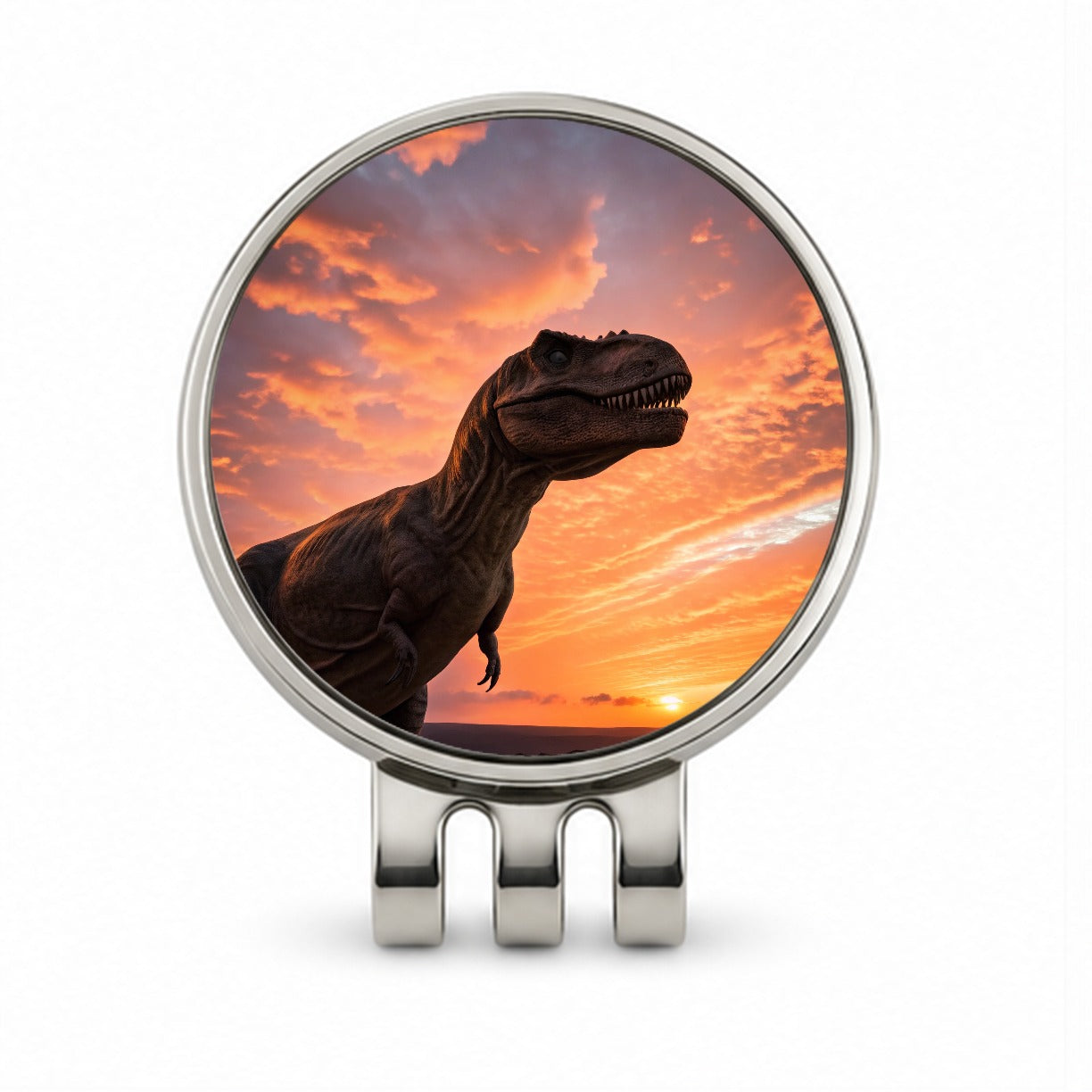 Tyrannosaurus T-Rex Dinosaur Sunset Sunrise Golf Hat Clip with Ball Marker