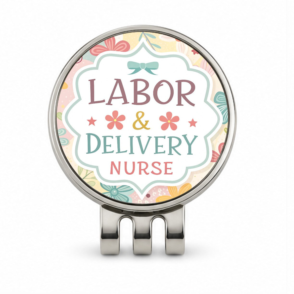 Labor & Delivery Nurse Appreciation Coquette Bows Flowers Golf Hat Clip with Ball Marker