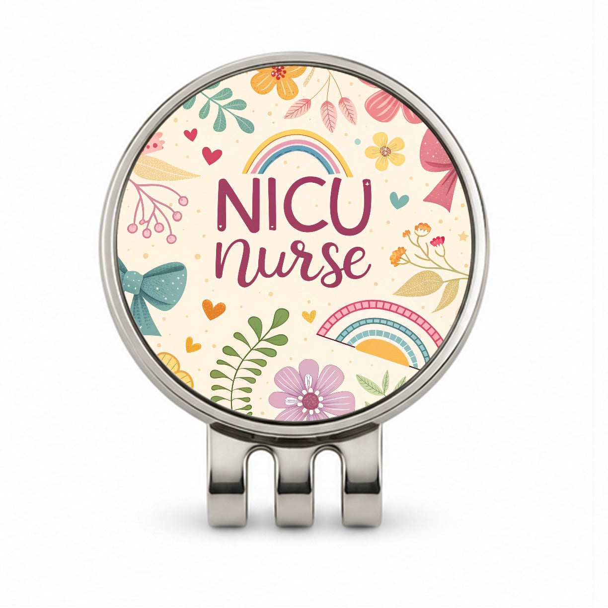 NICU Neonatal Nurse Appreciation Coquette Bows Flowers Golf Hat Clip with Ball Marker