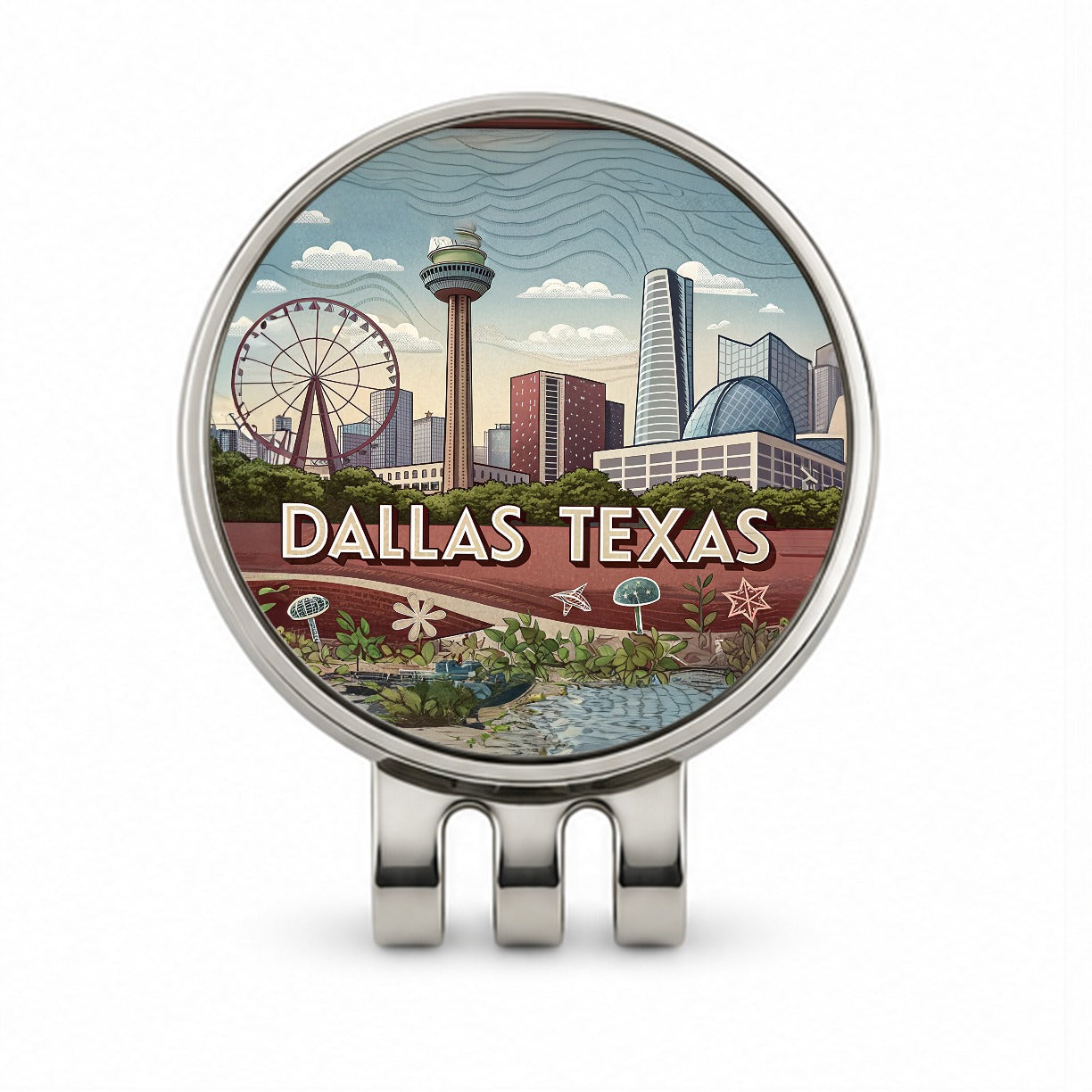 Dallas, Texas TX Travel City State Stamp Golf Hat Clip with Ball Marker