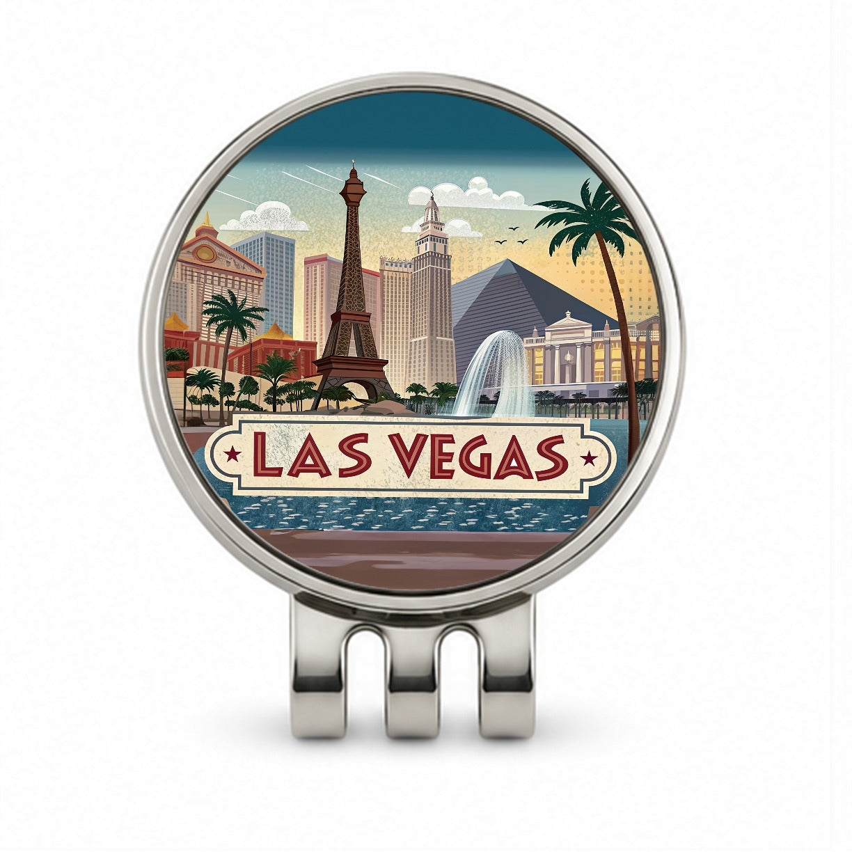 Las Vegas, Nevada NV Travel City State Stamp Golf Hat Clip with Ball Marker