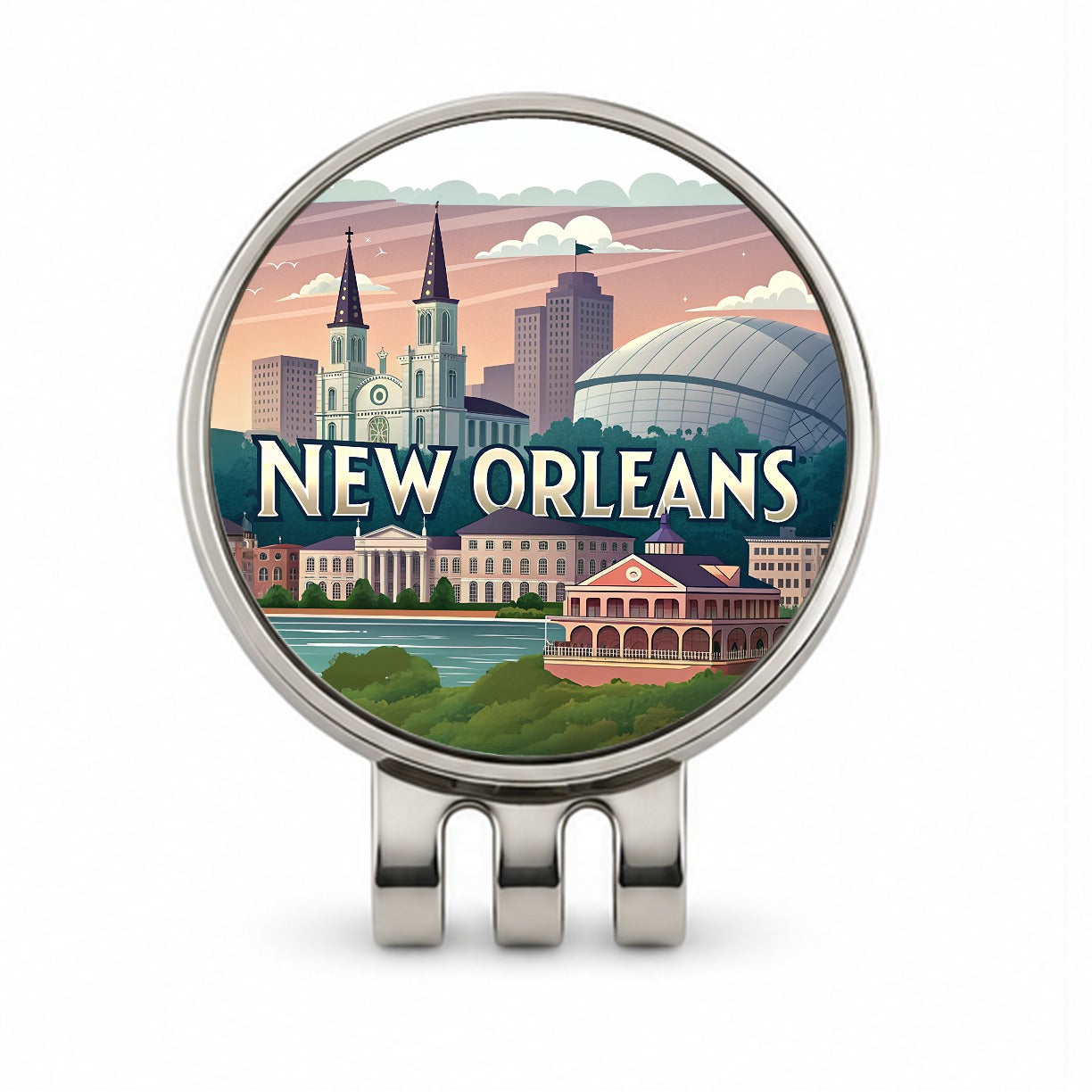 New Orleans, Louisiana LA Travel City State Stamp Golf Hat Clip with Ball Marker