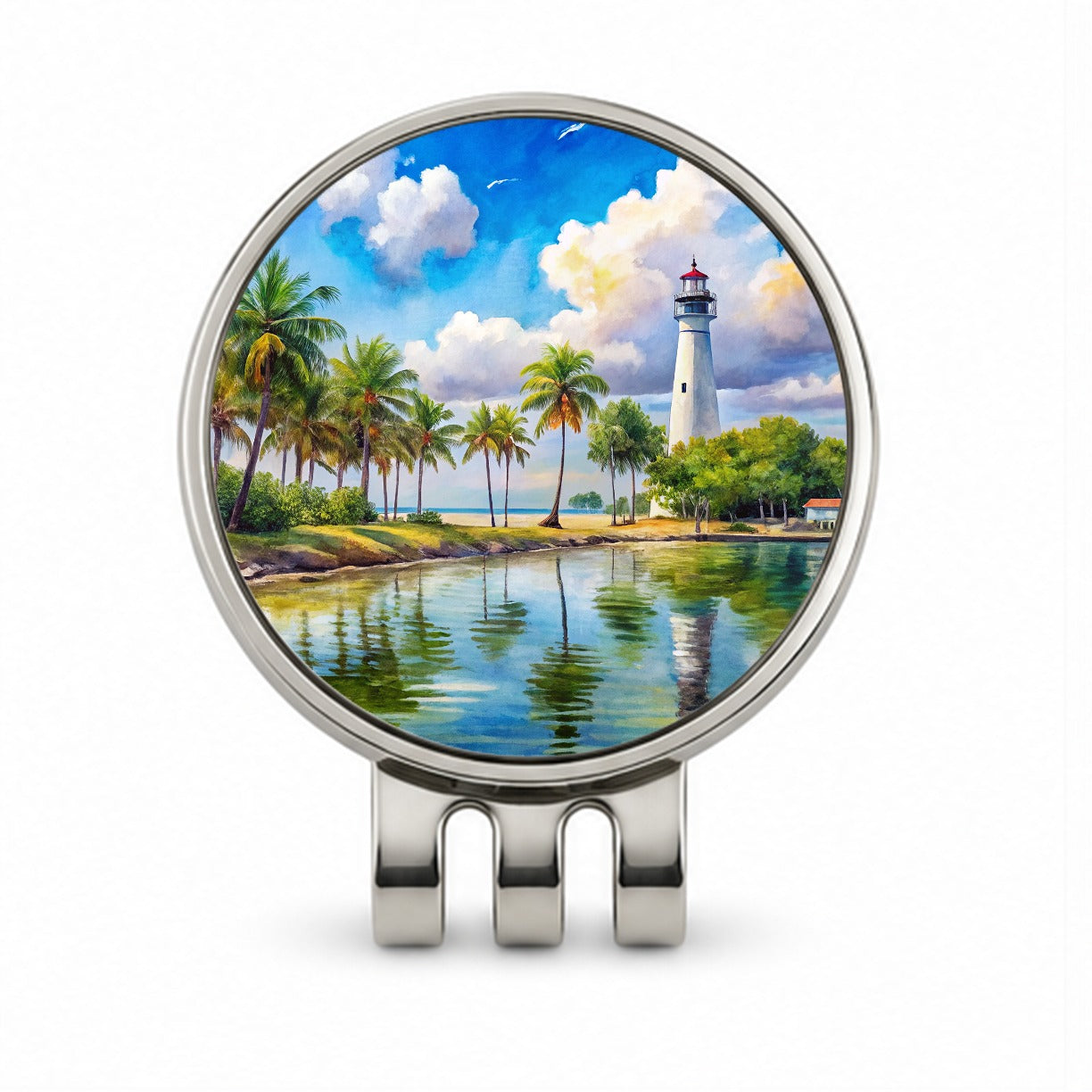 Biscayne National Park Florida Watercolor Style Golf Hat Clip with Ball Marker