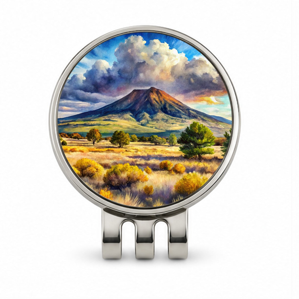 Capulin Volcano National Monument New Mexico Watercolor Style Golf Hat Clip with Ball Marker