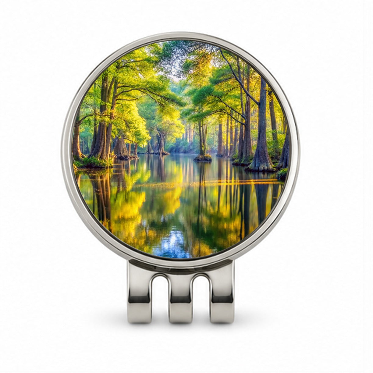 Congaree National Park South Carolina Watercolor Style Golf Hat Clip with Ball Marker