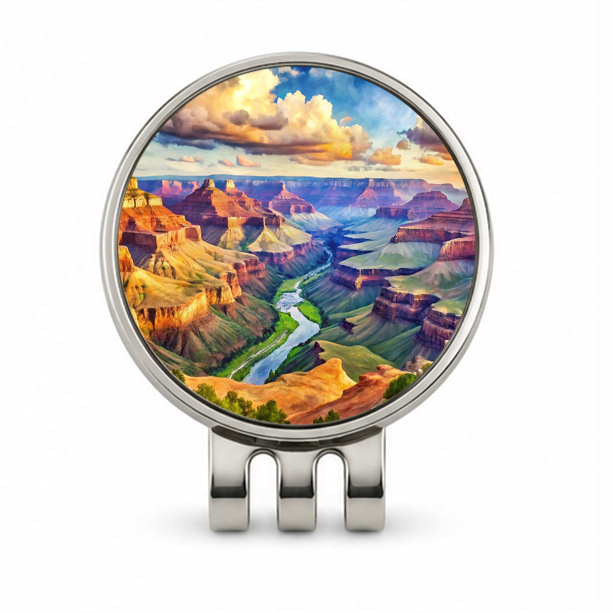 Grand Canyon National Park Arizona Watercolor Style Golf Hat Clip with Ball Marker