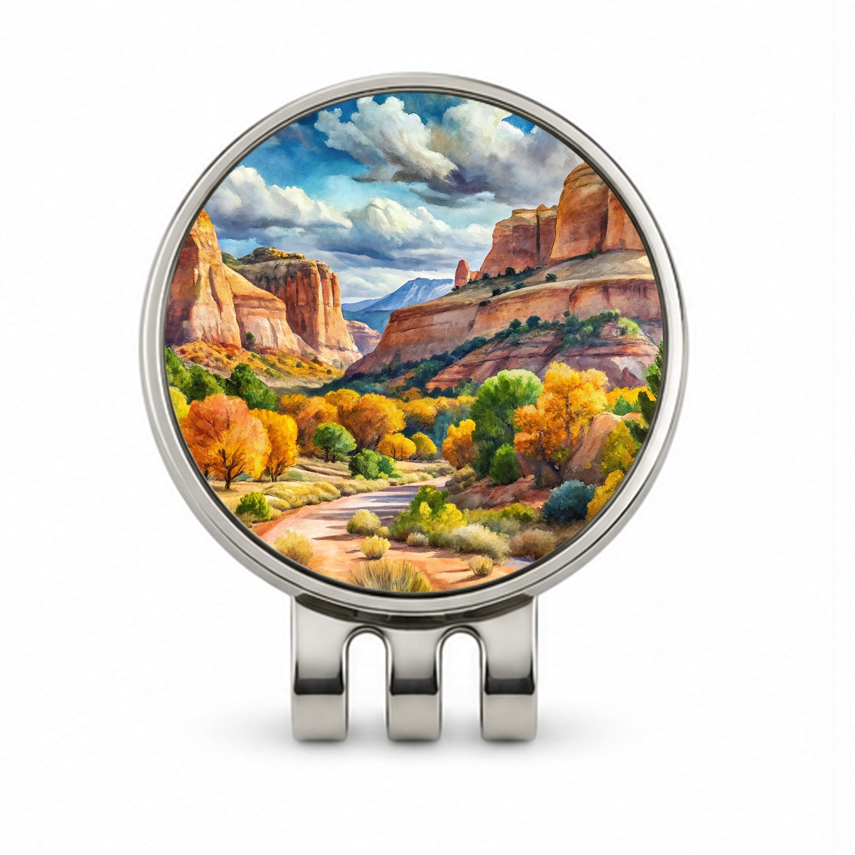 Grand Staircase - Escalante National Monument Utah Watercolor Style Golf Hat Clip with Ball Marker