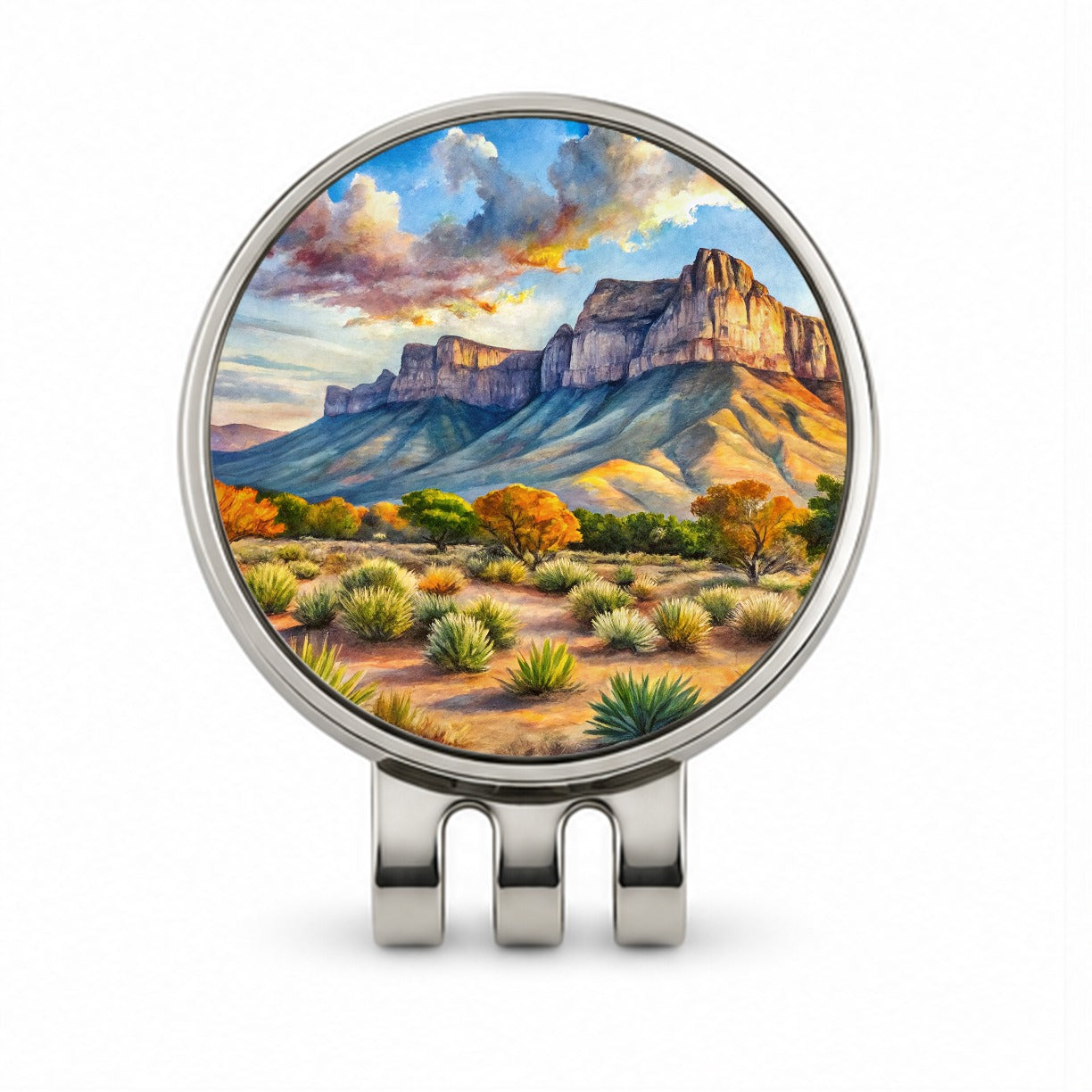 Guadalupe Mountains National Park Texas Watercolor Style Golf Hat Clip with Ball Marker